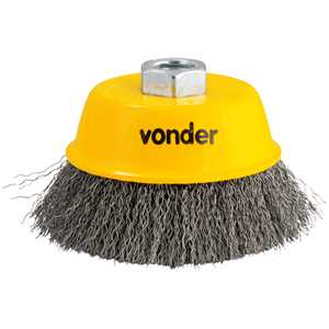 Escova de aço inox tipo copo, 4", ondulada VONDER