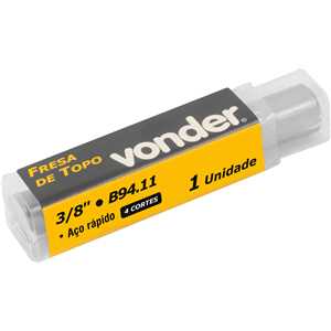 Fresa de topo, em aço rápido, 3/8", com 4 cortes, ANSI B94.11, VONDER