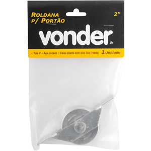 Roldana para portão 2", tipo V, aço zincado, caixa aberta, com rebite, VONDER