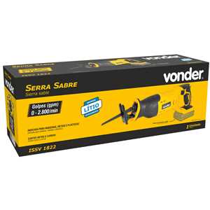 Serra sabre, bateria intercambiável de 18 V, sem bateria e sem carregador, ISSV 1822, VONDER