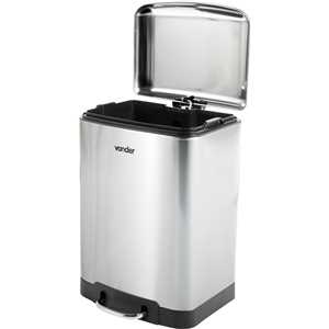Lixeira retangular, 12 litros, inox, cinza, VONDER