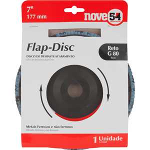 Flap-disc, disco de desbaste/acabamento, 7" - 180 mm, grão 80, NOVE54