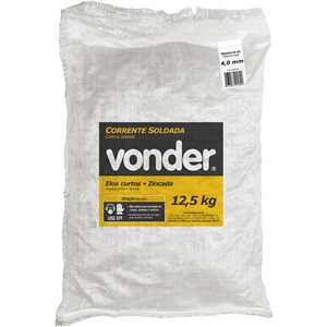 Corrente zincada, com elo curto, 4,0 mm - 5/32", VONDER