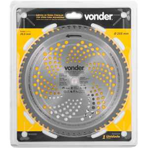 Lâmina circular com vídea, para roçadeiras, 255 mm x 20 mm, 62 dentes, VONDER