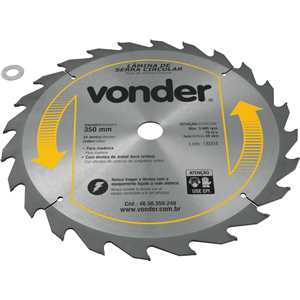 Lâmina de serra circular com dentes de metal duro/vídea, 350 mm x 30 mm, 24 dentes, VONDER