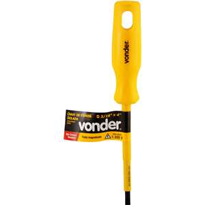 Chave de fenda com haste isolada, aço cromo vanádio, 3/16" x 4" VONDER