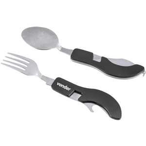 Canivete multiuso, em aço inox, com talheres, 4 em 1, VONDER