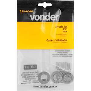 Arruela lisa 3/8", inox, VONDER