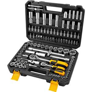 Jogo de soquetes e ponteiras com encaixe de 1/4" e de 1/2", com catraca, 108 peças, VONDER
