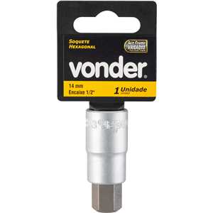 Soquete hexagonal 14 mm, encaixe de 1/2", VONDER