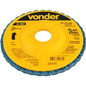 Flap-disc, disco de desbaste/acabamento, 4.1/2" - 115 mm, reto, grão 80, VONDER