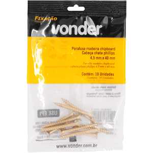 Parafuso madeira chipboard, cabeça chata, fenda cruzada/phillips, 4,5 mm x 40,0 mm, VONDER
