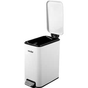Lixeira retangular, 5 litros, inox, branca, VONDER