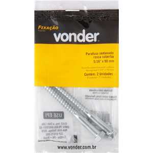Parafuso sextavado rosca soberba 5/16" x 90 mm, cartela com 2 peças, VONDER