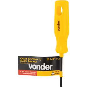 Chave de fenda com haste isolada, aço cromo vanádio, 1/8" x 2" VONDER