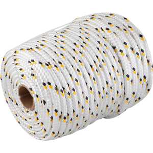 Corda multifilamento trançada 12,0 mm x 50 m, branca com detalhes em preto e amarelo, VONDER