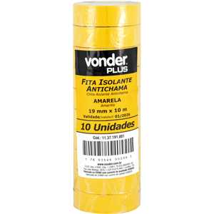Fita isolante, 19 mm x 10 m, amarela, VONDER PLUS