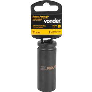 Soquete sextavado longo de impacto, 21 mm, encaixe de 1/2", VONDER