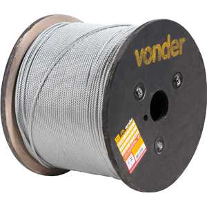 Cabo de aço galvanizado, alma de fibra, 3,97 mm - 5/32", 6 x 19M, VONDER