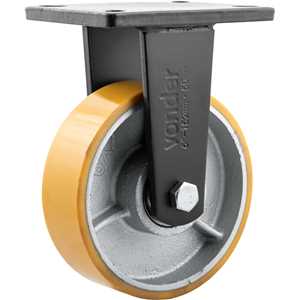 Rodízio fixo industrial 6", de poliuretano e ferro fundido, laranja, VONDER