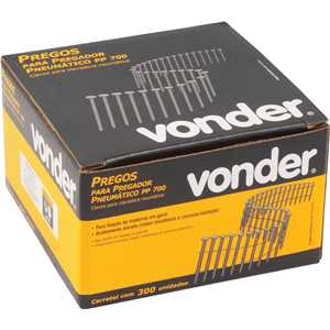 Prego coil anelado, 2,5 mm x 70 mm, zincado, carretel com 300 unidades, para o pregador PP 700, VONDER