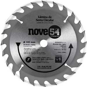 Lâmina de serra circular com dentes de metal duro/vídea, 185 mm x 16 mm, 24 dentes, NOVE54