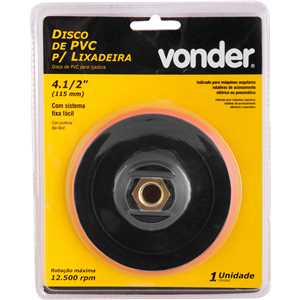 Disco de PVC para lixadeira 4.1/2", com sistema fixa fácil, VONDER