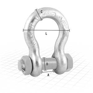 Manilha curva, 1/2", 2,00 T, com porca e cupilha, VONDER PLUS