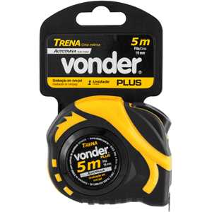 Trena curta de aço, autotrava, 5 m x 19 mm, VONDER Plus
