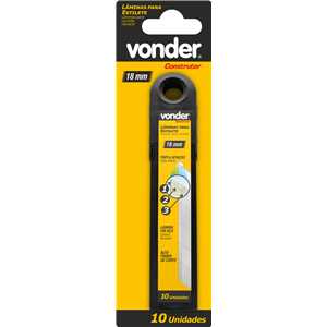 Lâmina para estilete 18 mm, tubete com 10 peças, VONDER CONSTRUTOR