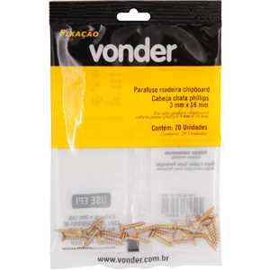 Parafuso madeira chipboard, cabeça chata, fenda cruzada/phillips, 3,0 mm x 16,0 mm, VONDER
