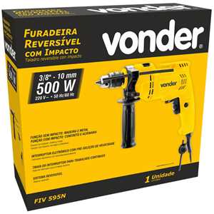 Furadeira de impacto 3/8", 500 W, 220 V~, FIV 595N VONDER