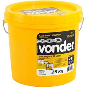 Corrente zincada, com elo longo, 8,0 mm - 5/16", VONDER