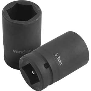 Soquete sextavado de impacto, encaixe de 1" x 33,0 mm, para desforcímeto, VONDER