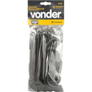 Chave hexalobular tipo L, com furo guia, T55 VONDER