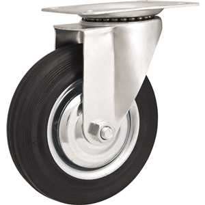 Rodízio giratório leve 6", de borracha, preto, VONDER