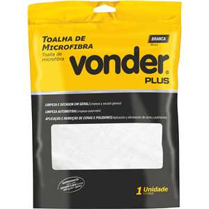 Toalha de Microfibra, 40 cm x 60 cm, 400 g/m² (gsm), branca, VONDER PLUS