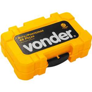 Jogo de bits/ponteiras, com 46 peças, encaixe sextavado de 1/4", VONDER