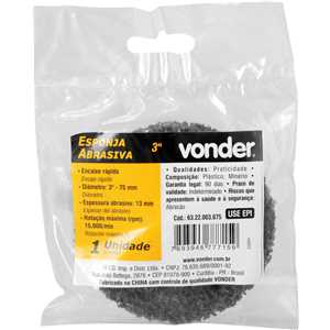 Esponja abrasiva 3", para sistema de encaixe rápido, VONDER