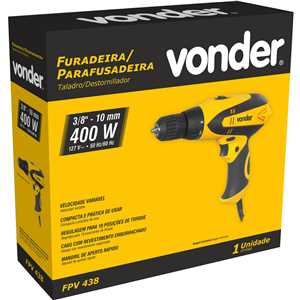 Furadeira/parafusadeira 3/8", 400 W, FPV 438, 127 V~, VONDER