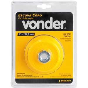 Escova de aço inox tipo copo, 4", torcida VONDER