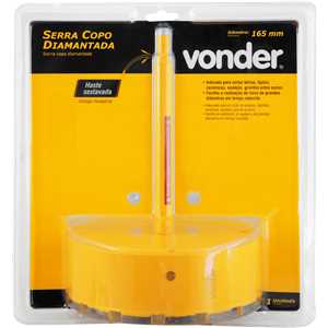Serra copo diamantada 165 mm, com haste, VONDER