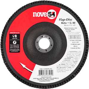 Flap-disc, disco de desbaste/acabamento, 4.1/2" - 115 mm, reto, grão 40, NOVE54