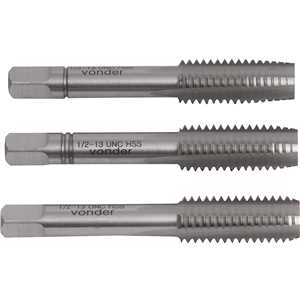 Macho manual de aço rápido 1/2" UNC, jogo com 3 peças VONDER