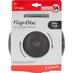 Flap-disc, disco de desbaste/acabamento, 7" - 180 mm, grão 40, NOVE54