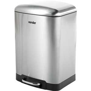 Lixeira retangular, 12 litros, inox, cinza, VONDER
