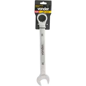 Chave combinada 26 mm, aço cromo vanádio, reta cromada, VONDER