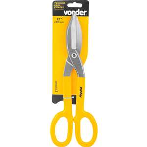Tesoura 12", para chapas, modelo americano, corte reto, VONDER