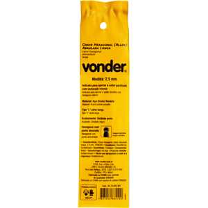 Chave hexagonal (allen) abaulada longa, 2,5 mm, VONDER