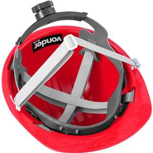 Capacete aba frontal, vermelho, com jugular e suspensão com catraca, VONDER PLUS